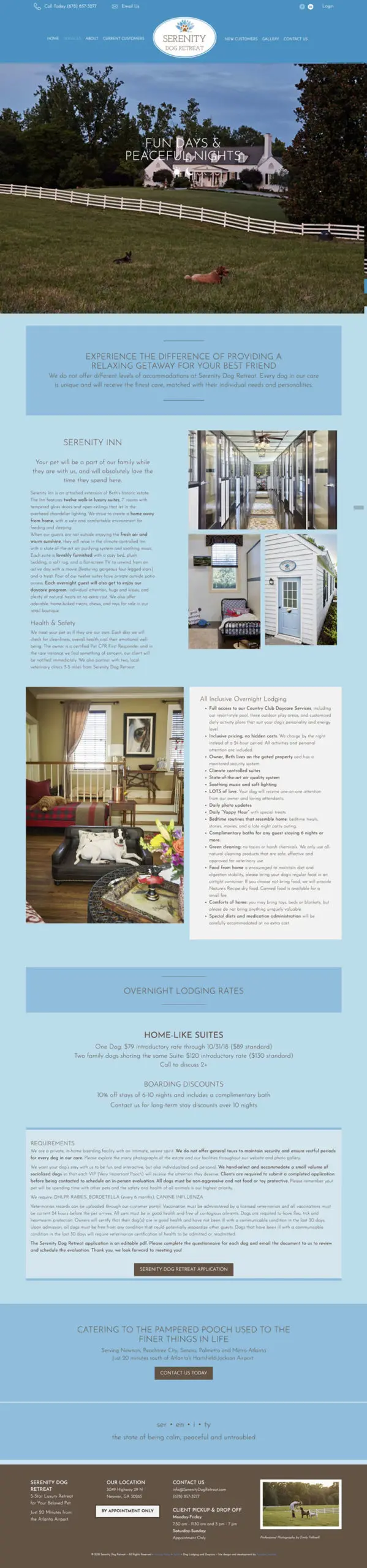 Serenity-Dog-Retreat_dogboarding Dog Boarding WordPress Website Design 2020 Interior Page