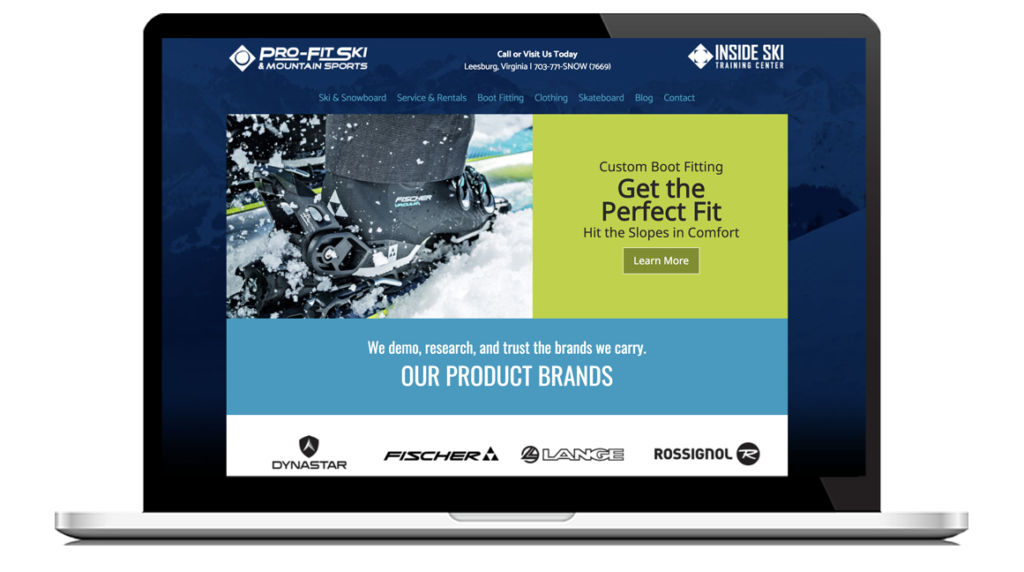 Pro-Fit Ski Shop Website Design 2020