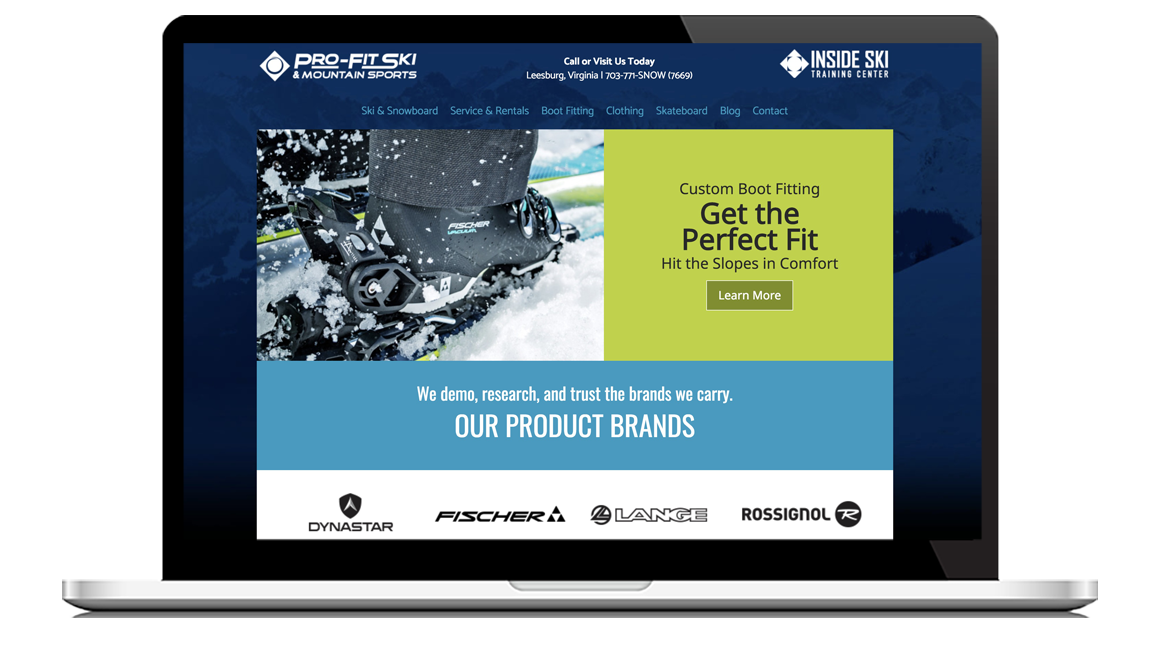 Pro-Fit Ski Shop Website Design 2020