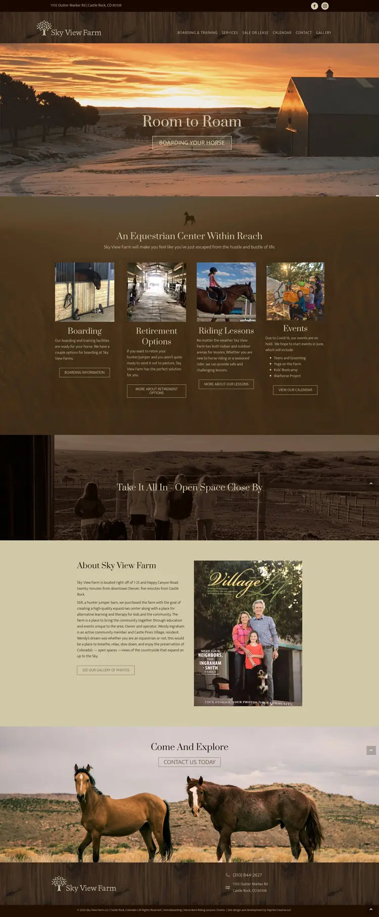 skyviewfarmllc.com-home Horse Boarding Website Design Castle Rock Colorado