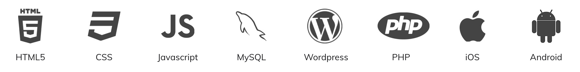 website-development-tools Website Development Technology Html5 Css Javascript MySQL WordPress PHP IOS Android