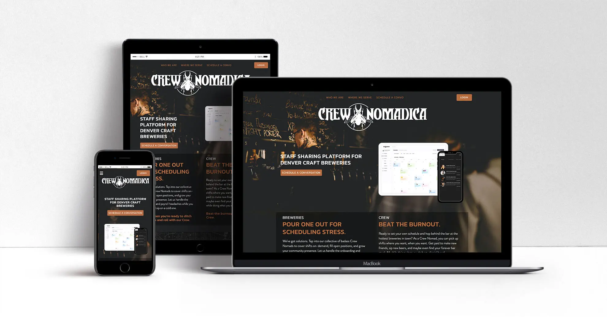 Brewery Staffing App Website Design showing responsive website design modes