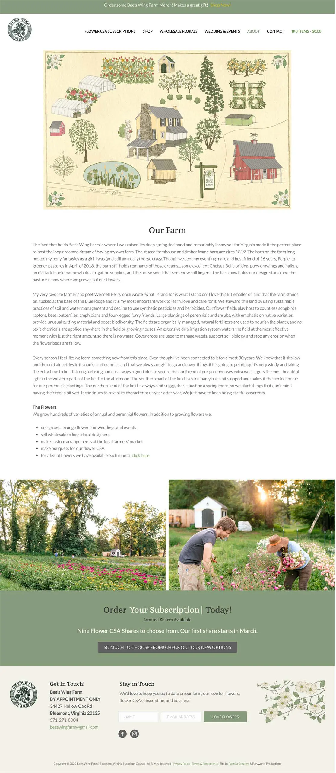 farm-map-beeswingfarm.com-2023.01.06-14_19_53 Custom illustrated map for a flower farm and about page for e-commerce website design and development