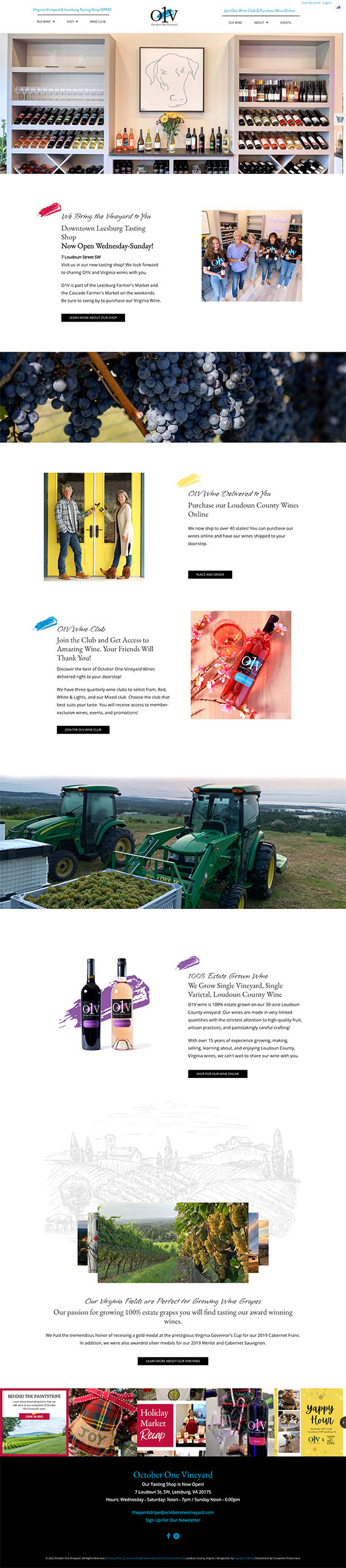 Winery Website design and development showing Leesburg Winery home page