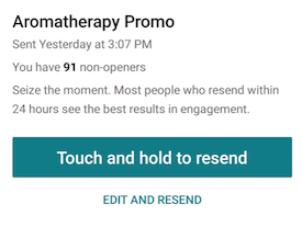 confirmation button MailChimp Touch and hold to resend email campaign