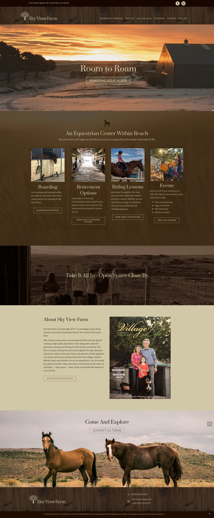 Horse Boarding Website Design Castle Rock Colorado