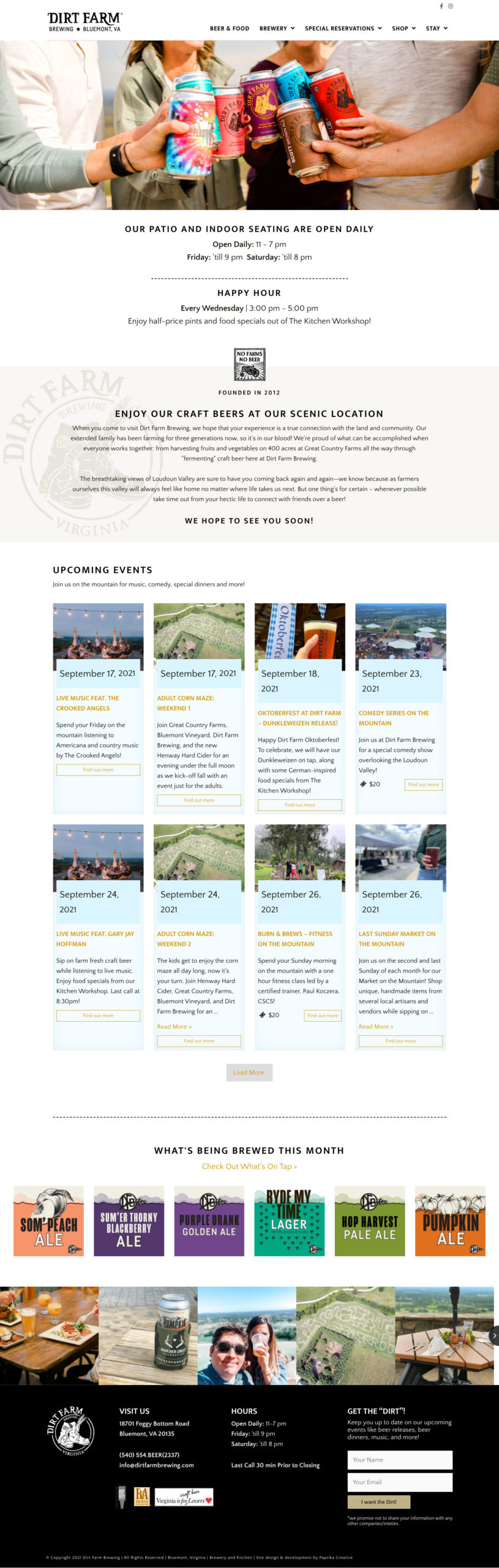 Dirt Farm Brewing Home Page Website Design 2021