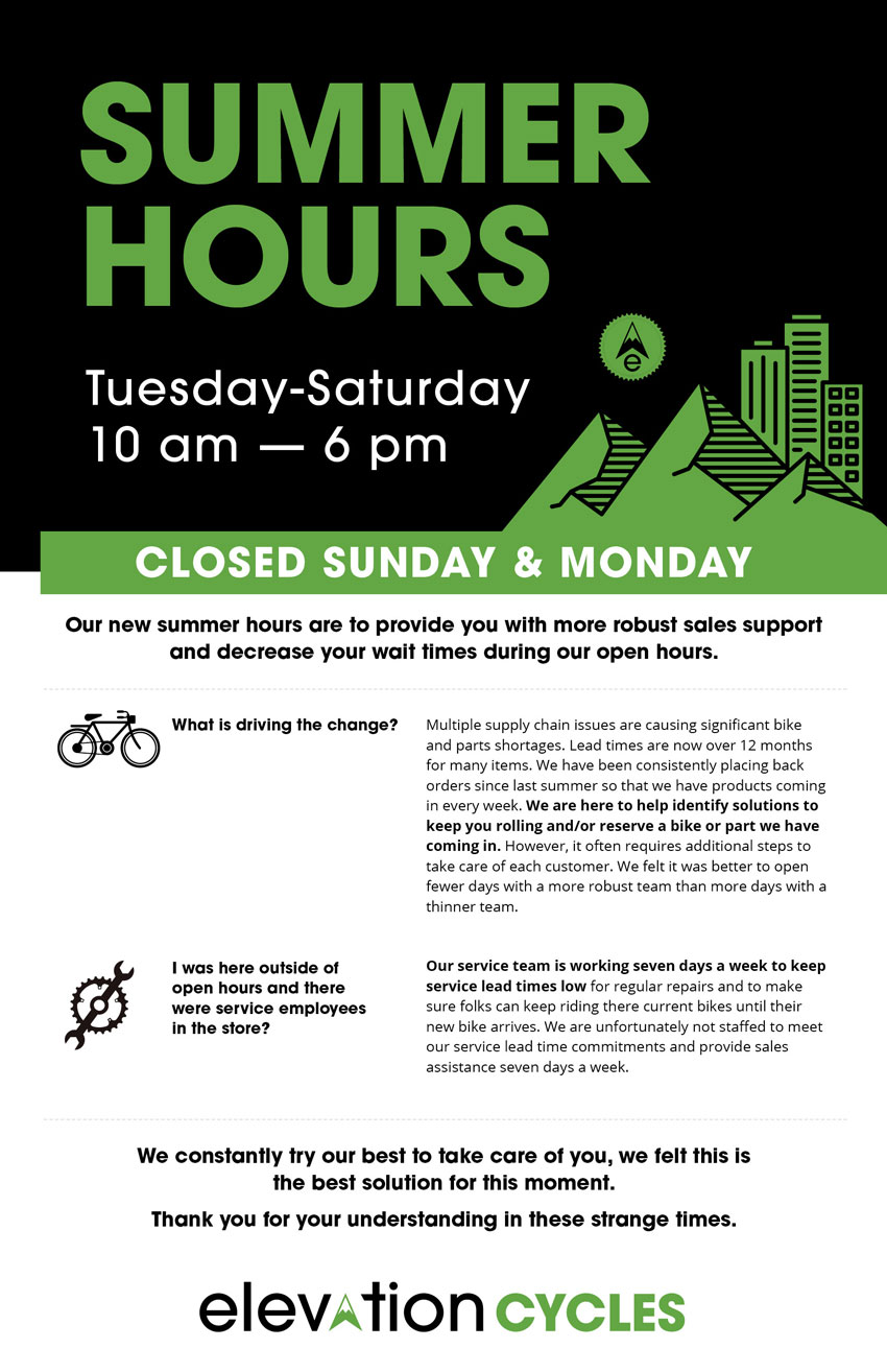 bicycle shop design store shop poster for summer hours