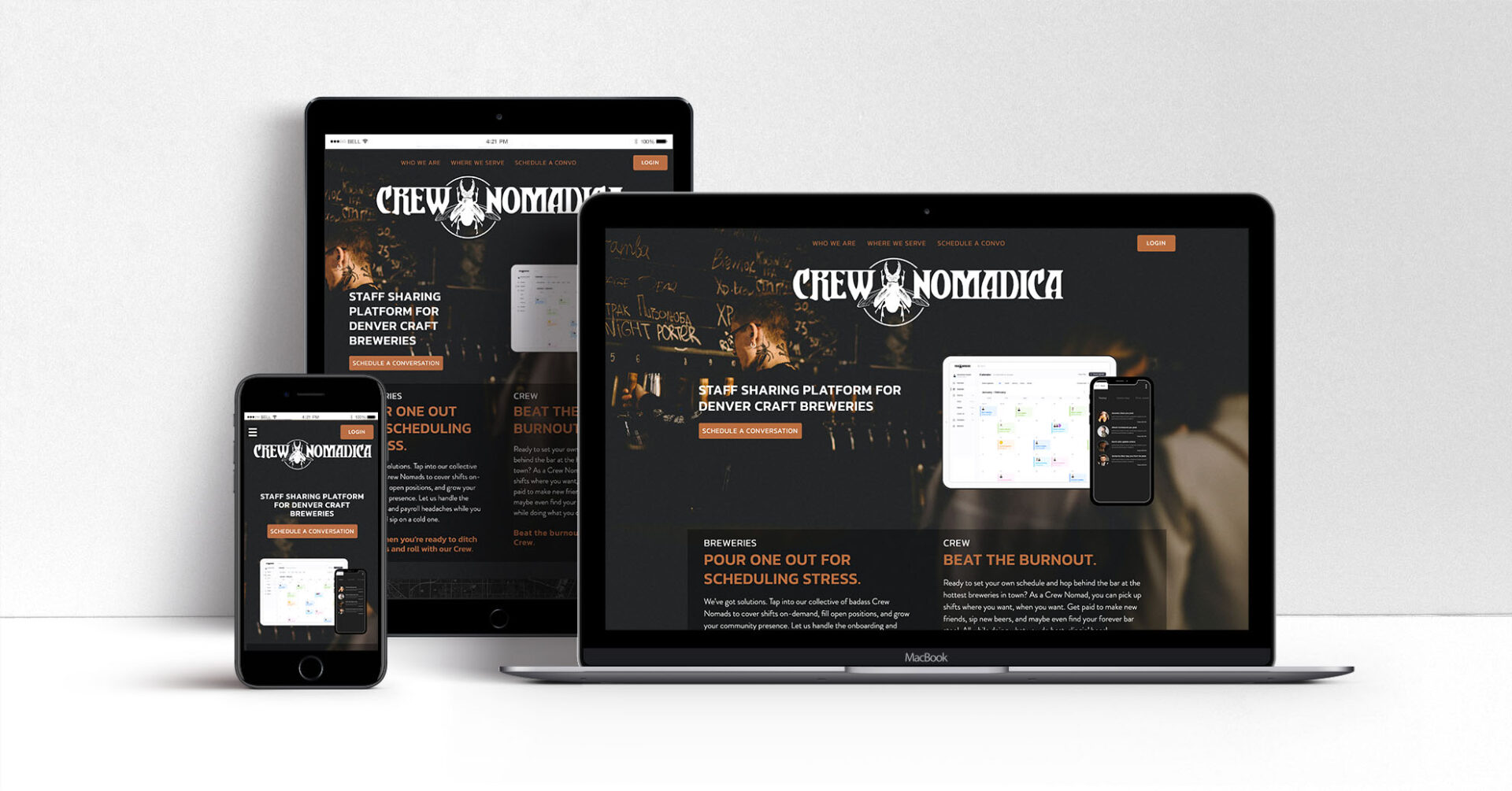 Brewery Staffing App Website Design showing responsive website design modes